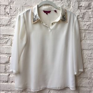 TED BAKER Sz 1 Small Embroidered Blouse